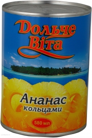 Ананас Кільця в сиропі Дольче Віта 580мл