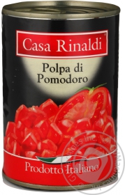 Томати шматочки очищенні у власному соці Casa Rinaldi залізна банка 400г