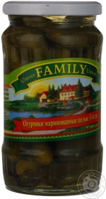 Огурцы Univer Family маринованные целые 3-6 см 370г Украина