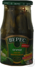 Огірки гострі мариновані Верес 500г