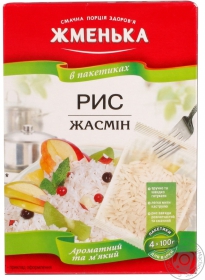 Рис Жменька жасмин длиннозерный шлифованный в пакетиках 400г Украина
