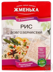 Рис Жменька длиннозерный шлифованный в пакетиках 400г Украина