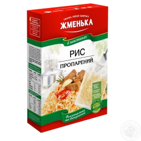 Рис Жменька длиннозерный пропаренный шлифованный в пакетиках 400г Украина