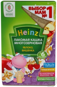 Каша багатозернова яблуко,вишня Heinz 200г