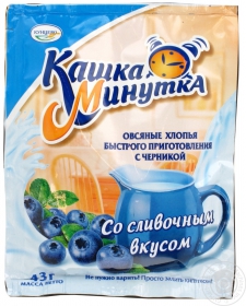 Пластівці вівсяні Кунцево Хвилинка Кашка з чорницею та вершками 43г