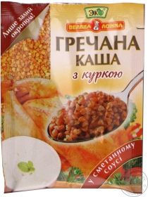 Каша Эко Большая ложка гречневая с курицей в сметанном соусе 40г Украина