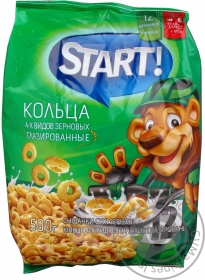 Сухие завтраки Start кольца зерновые глазированные 500г Украина