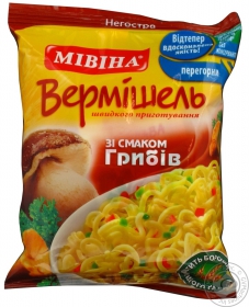 Макароны вермишель Мивина со вкусом грибов 60г Украина