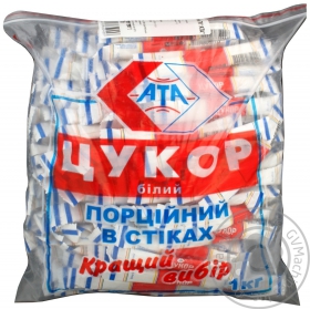 Сахар АТА белый порционный в стиках 5г х 200шт Украина