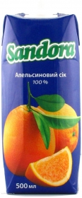 Сок Сандора апельсиновый восстановленный 500мл Украина