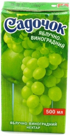 Нектар Садочок яблочно-виноградный осветленный пастеризованный 500мл Украина