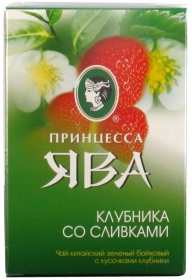 Чай зелений крупнолистовий з ароматом Полуниці та вершків Принцеса Ява90г