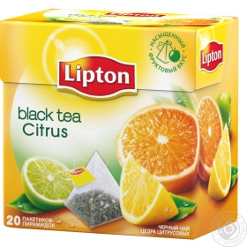 Чай чорний з цедрою цитрусових Citrus Lipton пакет-пірамідка з/я 1,5г*20шт