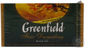 Чай чорний Fine Darjeeling Greenfield пакет з/я 2г*25шт