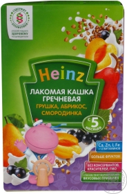 Каша детская Хайнц гречневая с грушей, абрикосом и смородиной 200г Россия