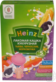 Каша детская Хайнц молочная кукурузная с тыквой, морковью и черносливом 200г Россия