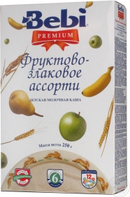 Каша детская молочная Беби Премиум Фруктово-злаковое ассорти 250г Словения