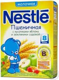 Каша молочна пшенична Nestle з яблуками та суницею 250г