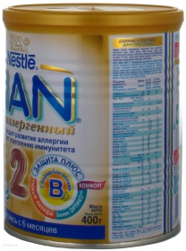 Суміш молочна Nestle Нан 2 з вітаміном В гіпоалергенний Н.А.залізна банка 400г