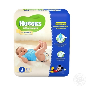 Підгузники Huggies Ultra Comfort 3 5-9кг для хлопчиків 21шт