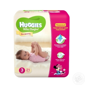 Підгузники Huggies Ultra Comfort 3 5-9кг для дівчат 21шт