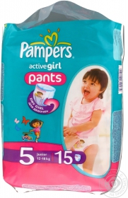 Пiдгузники-трусики дитячi Pampers Active Girl Junior 12-18кг мікро уп.15