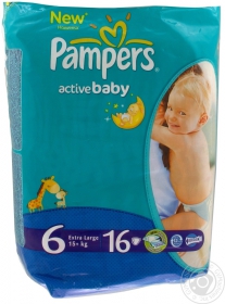 Підгузники дитячі Pampers Active Baby Extra Large 15+ кг Стандарт 16шт