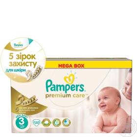 Підгузники дитячі Pampers Prem Care Midi Мега-серія 120шт