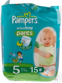 Пiдгузники-трусики дитячi Pampers Active Boy Junior 12-18кг 15шт