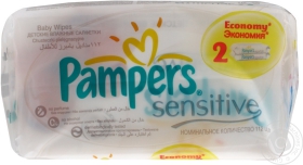 Серветки дитячі Pampers Sensitive 2*56шт