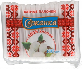 Палички ватні Свіжанка в поліетиленовому пакеті 100шт