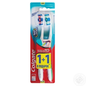 Зубна щітка Colgate 360 Базова середня 1+1