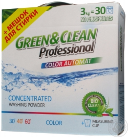 Порошок пральний Green&amp;Clean для кольорової білизни Professional 3кг