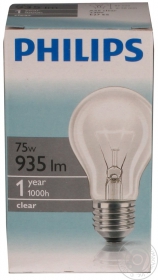 Лампа Philips A55 звичайна прозора 75w Е27 CL