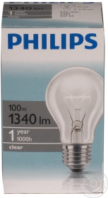 Лампа Philips A55 звичайна прозора 100w Е27 CL