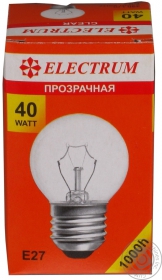 Лампа сферична прозора Electrum 40W E27 A-IB-0032