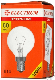 Лампа сферична прозора Electrum 60W E14 A-IB-0038