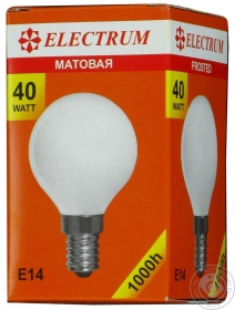 Лампа сферична матова Electrum 40W E14 A-IB-0037