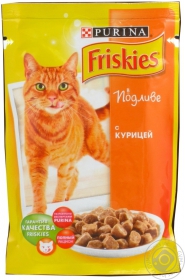 Корм Friskies з Куркою. Шматочки у підливці. Консервований повнораціонний корм для котів 100г