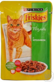 Корм  Friskies з Кроликом. Шматочки у підливці. Консервований повнораціонний корм для котів 100г